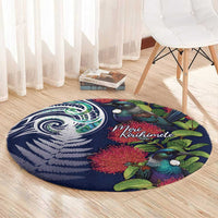 Meri Kirihimete New Zealand Round Carpet Tui on Pohutukawa - Blue Ver LT7 - Polynesian Pride