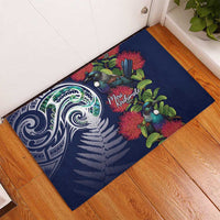 Meri Kirihimete New Zealand Rubber Doormat Tui on Pohutukawa - Blue Ver LT7 - Polynesian Pride