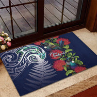 Meri Kirihimete New Zealand Rubber Doormat Tui on Pohutukawa - Blue Ver LT7 - Polynesian Pride