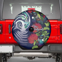 Meri Kirihimete New Zealand Spare Tire Cover Tui on Pohutukawa - Blue Ver LT7 - Polynesian Pride