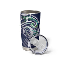 Meri Kirihimete New Zealand Tumbler Cup Tui on Pohutukawa - Blue Ver LT7 - Polynesian Pride