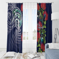 Meri Kirihimete New Zealand Window Curtain Tui on Pohutukawa - Blue Ver LT7 - Polynesian Pride
