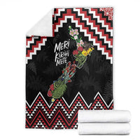New Zealand Christmas Taniko Poutama Blanket Flora Map with Birds - Polynesian Pride