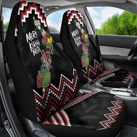 New Zealand Christmas Taniko Poutama Car Seat Cover Flora Map with Birds LT7 - Polynesian Pride