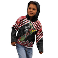 New Zealand Christmas Taniko Poutama Kid Hoodie Flora Map with Birds LT7 - Polynesian Pride