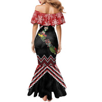 New Zealand Christmas Taniko Poutama Mermaid Dress Flora Map with Birds LT7 - Polynesian Pride