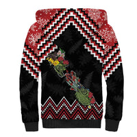 New Zealand Christmas Taniko Poutama Sherpa Hoodie Flora Map with Birds LT7 - Polynesian Pride