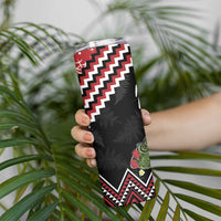New Zealand Christmas Taniko Poutama Skinny Tumbler Flora Map with Birds LT7 - Polynesian Pride