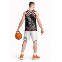 New Zealand Christmas Taniko Poutama Basketball Jersey Mountainscape Maori Fern LT7 - Polynesian Pride