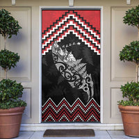 New Zealand Christmas Taniko Poutama Door Cover Mountainscape Maori Fern LT7 Black - Polynesian Pride