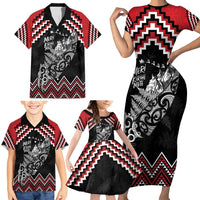 New Zealand Christmas Taniko Poutama Family Matching Short Sleeve Bodycon Dress and Hawaiian Shirt Mountainscape Maori Fern LT7 - Polynesian Pride