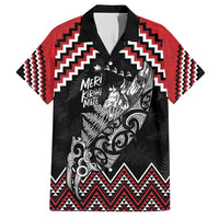 New Zealand Christmas Taniko Poutama Family Matching Short Sleeve Bodycon Dress and Hawaiian Shirt Mountainscape Maori Fern LT7 Dad's Shirt - Short Sleeve Black - Polynesian Pride