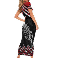 New Zealand Christmas Taniko Poutama Family Matching Short Sleeve Bodycon Dress and Hawaiian Shirt Mountainscape Maori Fern LT7 - Polynesian Pride