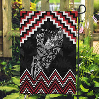 New Zealand Christmas Taniko Poutama Garden Flag Mountainscape Maori Fern LT7 Garden Flag Black - Polynesian Pride