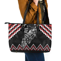 New Zealand Christmas Taniko Poutama Leather Tote Bag Mountainscape Maori Fern LT7 - Polynesian Pride