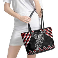 New Zealand Christmas Taniko Poutama Leather Tote Bag Mountainscape Maori Fern LT7 - Polynesian Pride