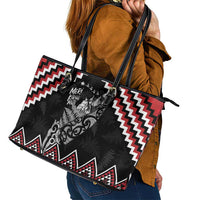 New Zealand Christmas Taniko Poutama Leather Tote Bag Mountainscape Maori Fern LT7 - Polynesian Pride