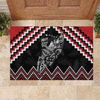 New Zealand Christmas Taniko Poutama Rubber Doormat Mountainscape Maori Fern LT7 Black - Polynesian Pride