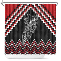 New Zealand Christmas Taniko Poutama Shower Curtain Mountainscape Maori Fern LT7 Black - Polynesian Pride