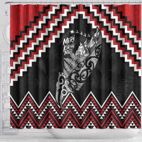 New Zealand Christmas Taniko Poutama Shower Curtain Mountainscape Maori Fern LT7 - Polynesian Pride
