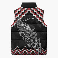 New Zealand Christmas Taniko Poutama Sleeveless Puffer Jacket Mountainscape Maori Fern LT7 - Polynesian Pride