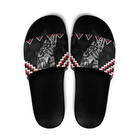 New Zealand Christmas Taniko Poutama Slide Sandals Mountainscape Maori Fern LT7 Black - Polynesian Pride