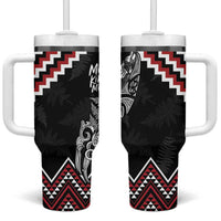 New Zealand Christmas Taniko Poutama Tumbler With Handle Mountainscape Maori Fern LT7 One Size: 40 oz Black - Polynesian Pride