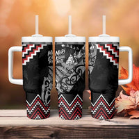 New Zealand Christmas Taniko Poutama Tumbler With Handle Mountainscape Maori Fern LT7 - Polynesian Pride