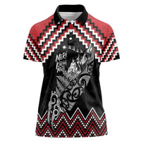 New Zealand Christmas Taniko Poutama Women Polo Shirt Mountainscape Maori Fern - Polynesian Pride