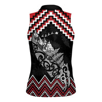 New Zealand Christmas Taniko Poutama Women Sleeveless Polo Shirt Mountainscape Maori Fern LT7 - Polynesian Pride