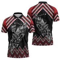 New Zealand Christmas Taniko Poutama Zipper Polo Shirt Mountainscape Maori Fern LT7 - Polynesian Pride