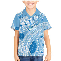 Bula Fiji Classic Masi Tapa Family Matching Mermaid Dress and Hawaiian Shirt Turquoise LT7 Son's Shirt Turquoise - Polynesian Pride