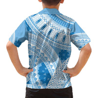 Bula Fiji Classic Masi Tapa Family Matching Off The Shoulder Long Sleeve Dress and Hawaiian Shirt Turquoise LT7 - Polynesian Pride