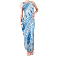Bula Fiji Classic Masi Tapa Family Matching Tank Maxi Dress and Hawaiian Shirt Turquoise LT7 Mom's Dress Turquoise - Polynesian Pride