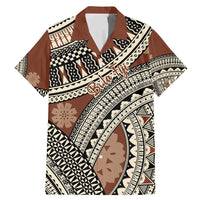 Bula Fiji Classic Masi Tapa Family Matching Mermaid Dress and Hawaiian Shirt Vintage Brown LT7 Dad's Shirt - Short Sleeve Brown - Polynesian Pride