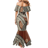 Bula Fiji Classic Masi Tapa Family Matching Mermaid Dress and Hawaiian Shirt Vintage Brown LT7 - Polynesian Pride