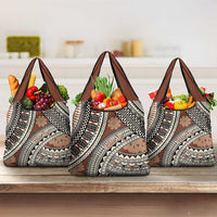 Bula Fiji Classic Masi Tapa Grocery Bag Vintage Brown - Polynesian Pride