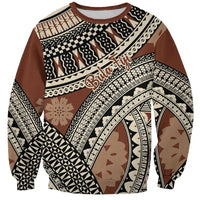 Bula Fiji Classic Masi Tapa Sweatshirt Vintage Brown LT7 Unisex Brown - Polynesian Pride