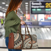 Bula Fiji Classic Masi Tapa Travel Bag Vintage Brown - Polynesian Pride