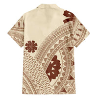 Bula Fiji Classic Masi Tapa Family Matching Tank Maxi Dress and Hawaiian Shirt Vintage Beige LT7 - Polynesian Pride
