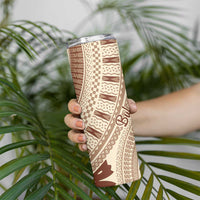 Bula Fiji Classic Masi Tapa Skinny Tumbler Vintage Beige LT7 - Polynesian Pride
