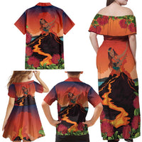 Hawaii Kilauea Volcano Family Matching Off Shoulder Maxi Dress and Hawaiian Shirt Pele Goddess LT7 - Polynesian Pride