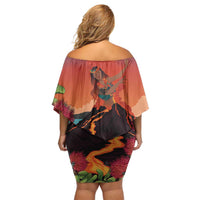Hawaii Kilauea Volcano Family Matching Off Shoulder Short Dress and Hawaiian Shirt Pele Goddess LT7 - Polynesian Pride