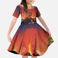 Hawaii Kilauea Volcano Family Matching Puletasi and Hawaiian Shirt Pele Goddess LT7 Daughter's Dress Colorful - Polynesian Pride