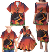 Hawaii Kilauea Volcano Family Matching Puletasi and Hawaiian Shirt Pele Goddess LT7 - Polynesian Pride