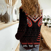 Maori Waitangi Women Casual Shirt Kotahitanga Poutama Mix Whakairo LT7 - Polynesian Pride