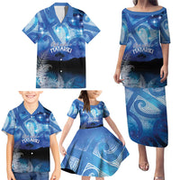 NZ Maori Matariki Scenery Family Matching Puletasi and Hawaiian Shirt Galaxy Sky LT7 - Polynesian Pride