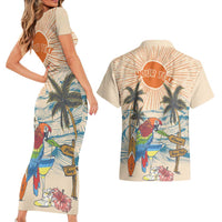 Personalized Christmas In July - Hawaii Retro Couples Matching Short Sleeve Bodycon Dress and Hawaiian Shirt Lost In Parrot-dise
