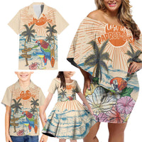 Personalized Christmas In July - Hawaii Retro Family Matching Off Shoulder Short Dress and Hawaiian Shirt Lost In Parrot-dise LT7 - Polynesian Pride