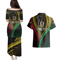 Personalised Vanuatu Couples Matching Puletasi Dress and Hawaiian Shirt 43rd Hapi Indipendens Long LT7 - Polynesian Pride